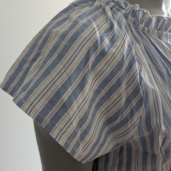 NWT! LUCKY BRAND Blue and White Ruched Midi Sundress - Picture 2 of 12